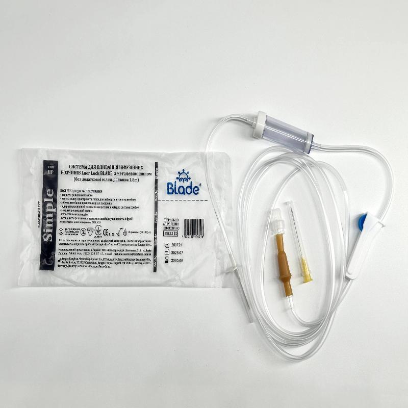 Система ПР Blade Simple Luer Lock, з метал. шипом (без додаткової голки, довжина 1,8m)